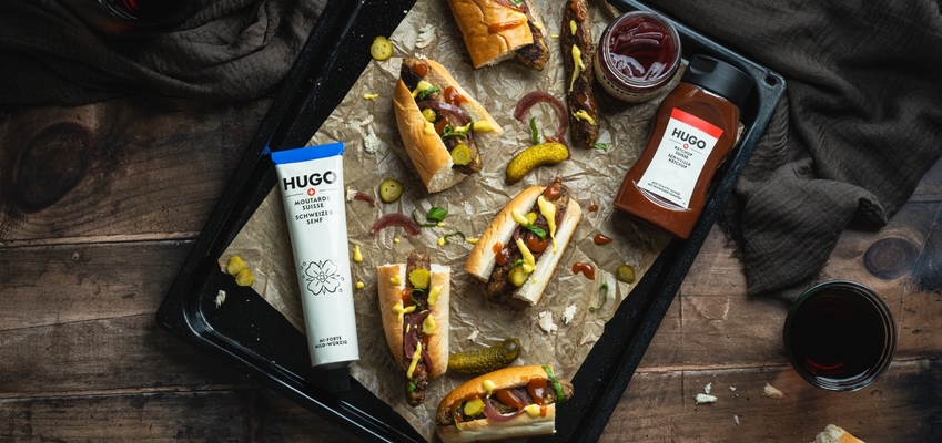 Zucchini Hot Dogs with HUGO Condiments